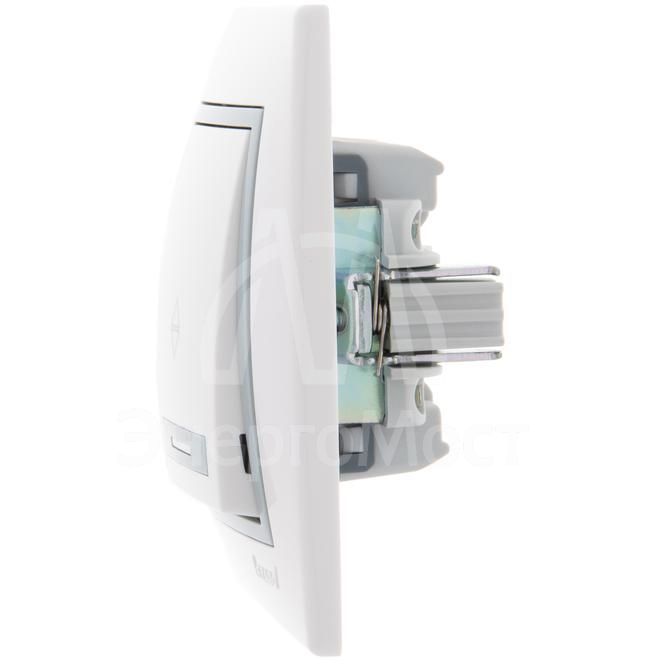 Выключатель проходной 2-кл. СП Мира 10А с сер. вставкой бел. LEZARD 701-0215-106