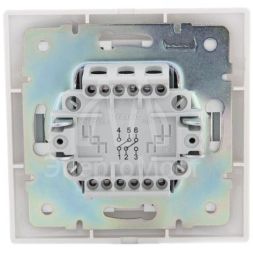 Выключатель проходной 2-кл. СП Мира 10А с сер. вставкой бел. LEZARD 701-0215-106