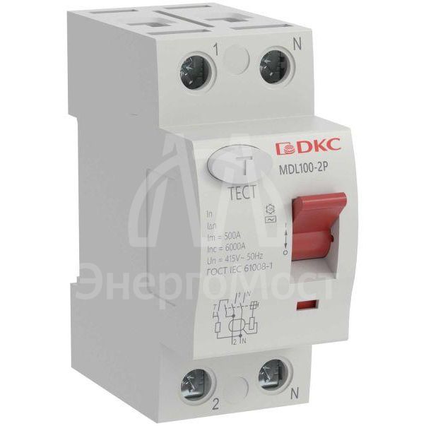 Выключатель дифференциального тока (УЗО) 2п (1P+N) 63А 300мА тип AC MDL100 YON MDL100-2P4-63-AC