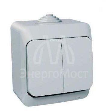 Выключатель 2-кл. ОП Этюд 10А IP44 10AX сер. SchE BA10-042C