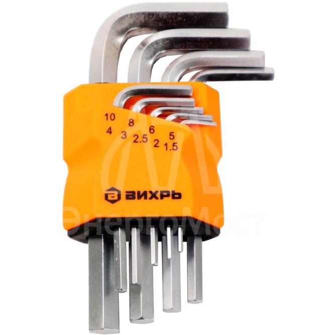 Набор ключей имбусовых Вихрь HEX, 9 шт, 1.5-10 мм