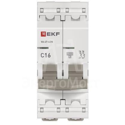 Выключатель автоматический модульный 2п C 16А 6кА ВА 47-63N PROxima EKF M636216C