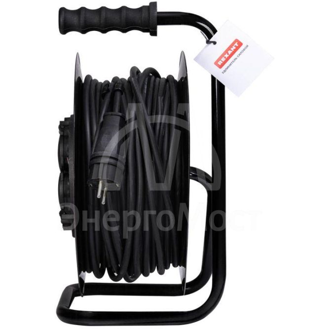 Удлинитель силовой КГ на катушке 4 гнезда с/з 40м 3х2.5кв.мм IP44 с выключателем c защитными крышками металлическая катушка Rexant 13-5015