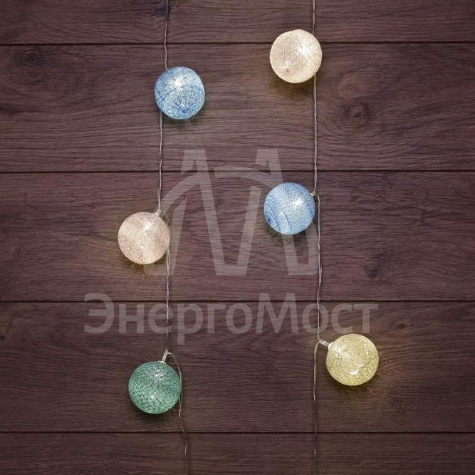 Фонарики тайские &amp;quot;Пудра&amp;quot; 1.5м 10LED тепл. бел. питание 2хАА (батарейки не в комплекте) провод прозр. ПВХ NEON-NIGHT 303-089