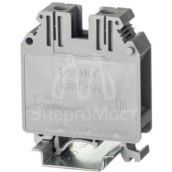 Клемма проходная винтовой зажим 2 точки подключения 35кв.мм сер. DKC KRU-35N