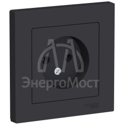 Розетка 1-м СП AtlasDesign 16А IP20 без заземл. в сборе карбон SE ATN001040