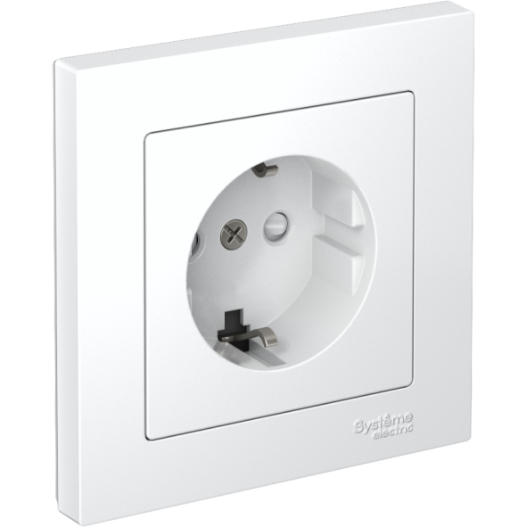 Розетка AtlasDesign 16А с заземл. защ. шторки быстрозажим. клем. в сборе бел. SE ATN000144S