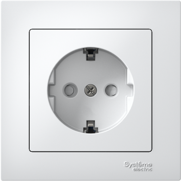 Розетка AtlasDesign 16А с заземл. защ. шторки быстрозажим. клем. в сборе бел. SE ATN000144S