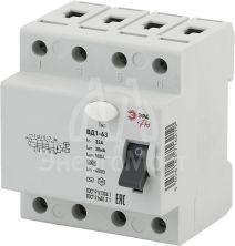 Выключатель дифференциального тока (УЗО) 3P+N 32А 30мА ВД1-63 Pro NO-902-40 ЭРА Б0031885