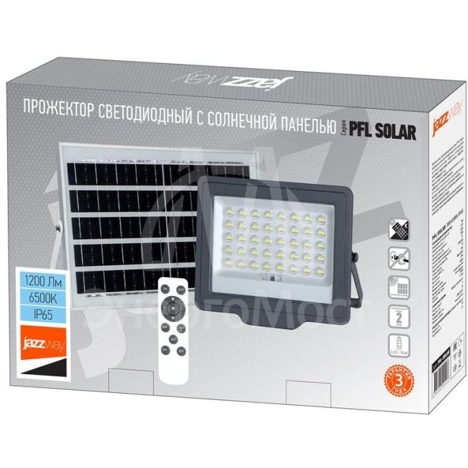 Прожектор светодиодный PFL SOLAR 100 6500К IP65 (в компл. с солнечной панелью и пультом) JazzWay 5044418