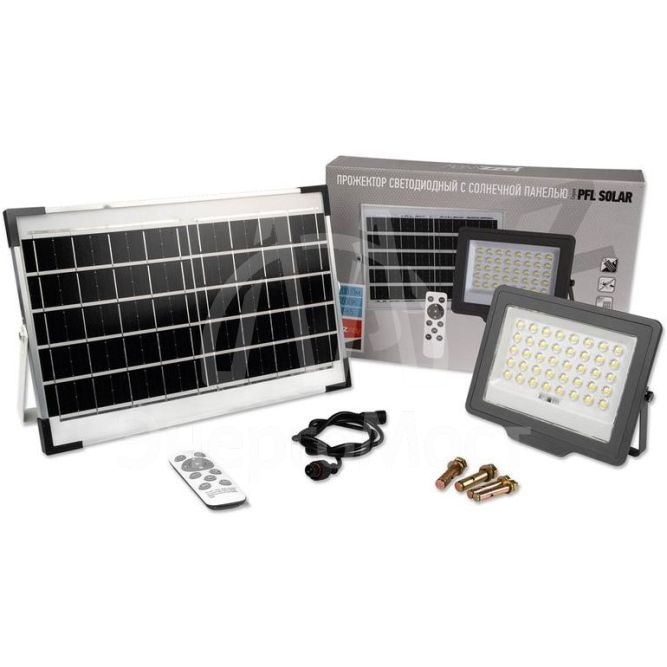 Прожектор светодиодный PFL SOLAR 100 6500К IP65 (в компл. с солнечной панелью и пультом) JazzWay 5044418