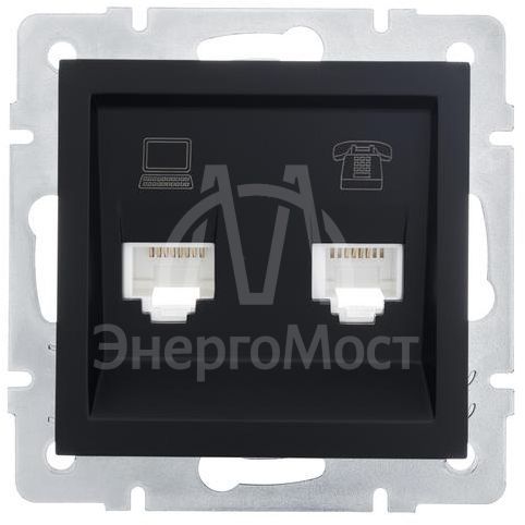 Розетка компьютерная + телефонная 1-м СП Vesna механизм черн. бархат LEZARD 742-4288-143