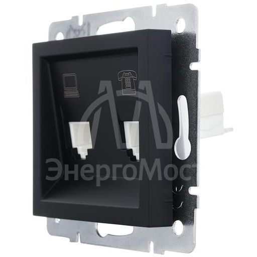 Розетка компьютерная + телефонная 1-м СП Vesna механизм черн. бархат LEZARD 742-4288-143