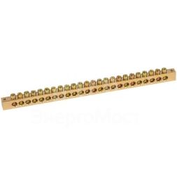 Шина NO-122-29 PEN &amp;quot;земля-ноль&amp;quot; 8х12мм 24/2 крепеж по краям латунь ЭРА Б0047244