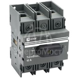 Рубильник 3п 63А с рукояткой управления для прямой установки TwinBlock EKF tb-63-3p-f