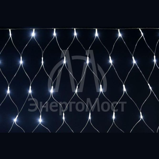 Гирлянда &amp;quot;Сеть&amp;quot; 1.5х1.5м 160LED бел. IP20 провод прозр. 230В с контроллером 8 режимов IEK LGDB410-2-160-L1-T-S-44