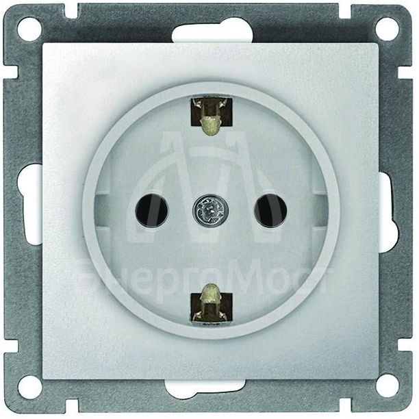 Розетка 1-м СП Афина 16А IP20 с заземл. механизм серебр. Universal A0028-S