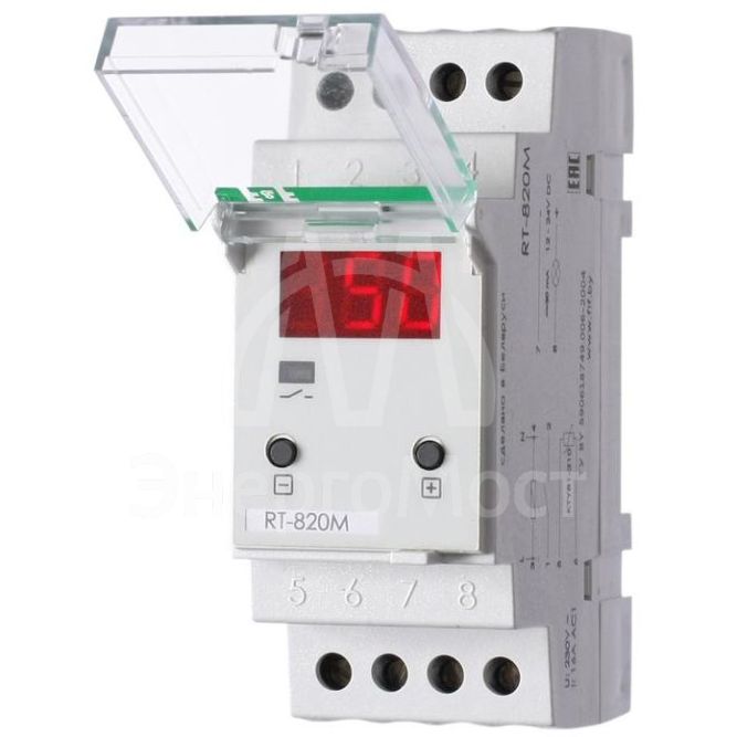 Регулятор температуры RT-820M от -30 до +140 град.C; 16А 24-264В DC/30-264В AC 1Z IP20 микропроцессорный; многофункц.; цифровая индикация; выносной датчик с термоус. проводом; монтаж на DIN-рейке 35мм F&amp;amp;F EA07.001.007