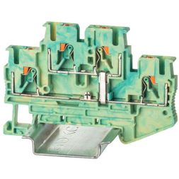 Клемма заземления двухуровневая зажим push-in 4 точки подключения 2.5 кв.мм DKC VPRTT-2.5-PE-YG