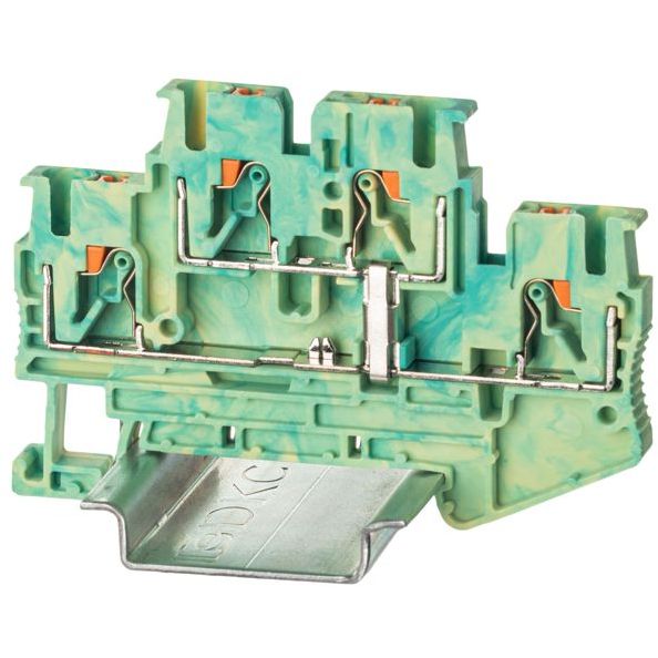 Клемма заземления двухуровневая зажим push-in 4 точки подключения 2.5 кв.мм DKC VPRTT-2.5-PE-YG