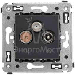 Розетка телевизионная TV/FM/SAT СП Avanti &amp;quot;Черный матовый&amp;quot; DKC 4412533