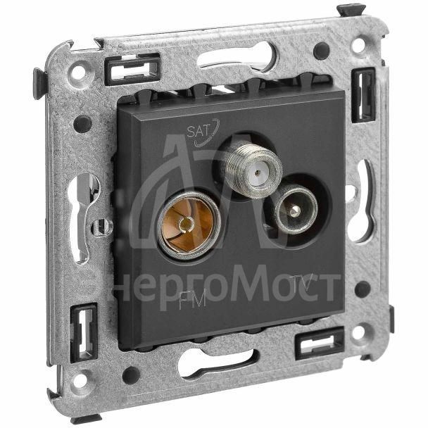 Розетка телевизионная TV/FM/SAT СП Avanti &amp;quot;Черный матовый&amp;quot; DKC 4412533