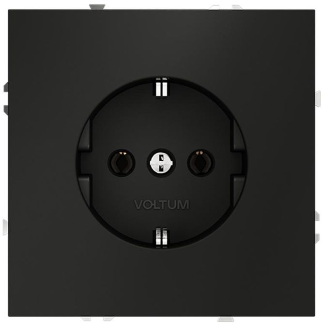 Розетка 1-м СП S70 16А с заземл. механизм черн. матов. Voltum VLS040108