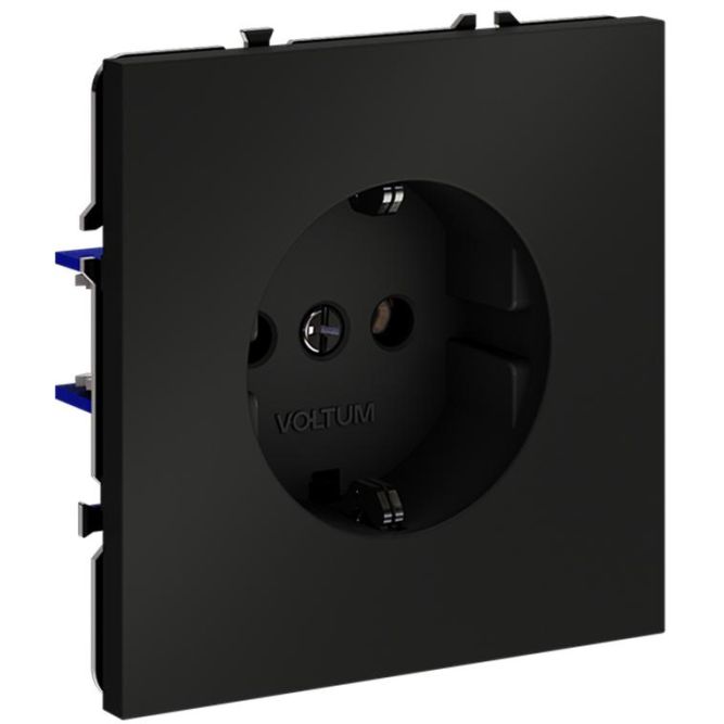 Розетка 1-м СП S70 16А с заземл. механизм черн. матов. Voltum VLS040108