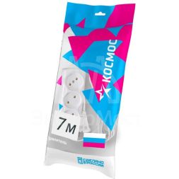 Удлинитель 3х7м 6А IP20 ПВС 2х0.75 Космос YKsm7m-3g(6A)S