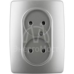 Розетка 2-м СП Эра12 12-2107-03 16А IP20 16AX 250В 2х2P алюм. Эра Б0031240