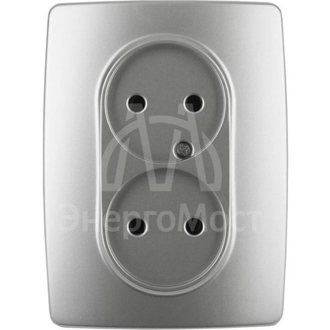 Розетка 2-м СП Эра12 12-2107-03 16А IP20 16AX 250В 2х2P алюм. Эра Б0031240