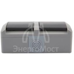 Блок ОП 2 розетки горизонт. INDUSTRIAL с заземл. керамика IP54 сер. Kranz KR-78-0614