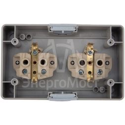 Блок ОП 2 розетки горизонт. INDUSTRIAL с заземл. керамика IP54 сер. Kranz KR-78-0614