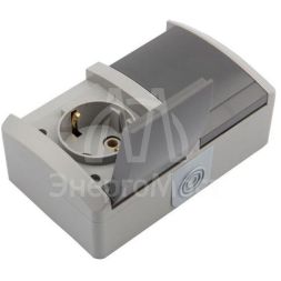 Блок ОП 2 розетки горизонт. INDUSTRIAL с заземл. керамика IP54 сер. Kranz KR-78-0614