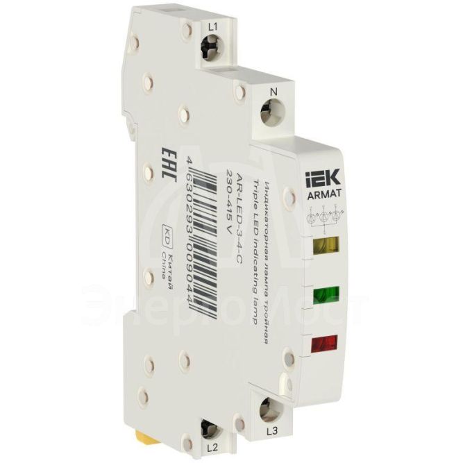 Лампа светодиодная ARMAT LED 230-415В AC 1 ж/з/кр инд. тройная IEK AR-LED-3-4-C