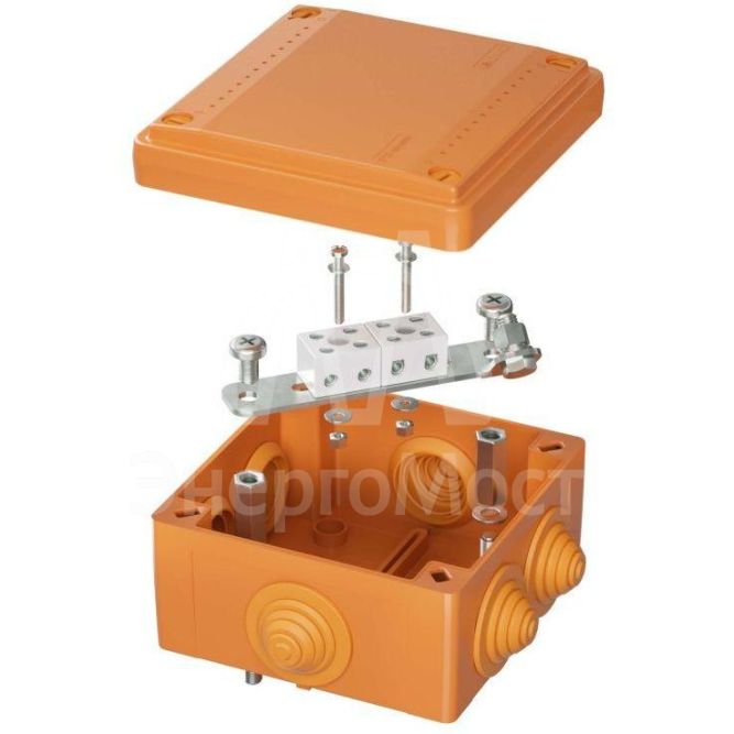 Коробка ответвительная FS 100х100х50мм 4р 450В 6А 4кв.мм с каб. вводами и клеммн. IP55 пластик. DKC FSB11404