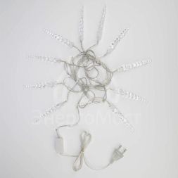 Гирлянда &amp;quot;Айсикл&amp;quot; (бахрома) &amp;quot;Сосульки&amp;quot; 1.5х0.25м LED тепл. бел. провод прозр. Neon-Night 303-067