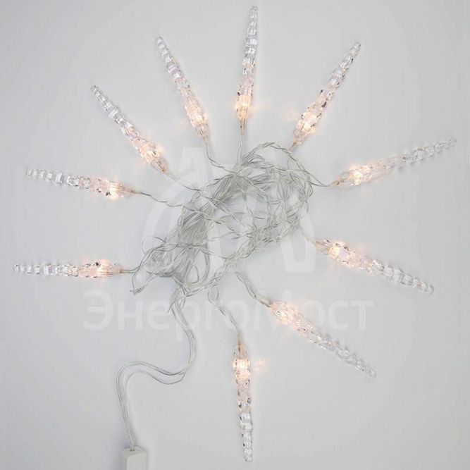 Гирлянда &amp;quot;Айсикл&amp;quot; (бахрома) &amp;quot;Сосульки&amp;quot; 1.5х0.25м LED тепл. бел. провод прозр. Neon-Night 303-067