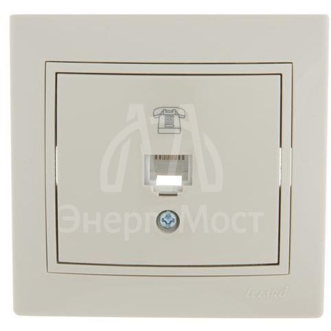 Розетка телефонная 1-м СП Мира RJ11 крем/крем. LEZARD 701-0303-137