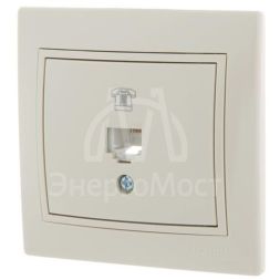 Розетка телефонная 1-м СП Мира RJ11 крем/крем. LEZARD 701-0303-137