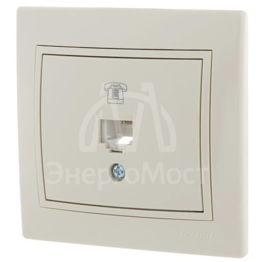 Розетка телефонная 1-м СП Мира RJ11 крем/крем. LEZARD 701-0303-137