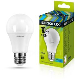 Лампа светодиодная LED-A60-10W-E27-4500K грушевидная ЛОН 172-265В Ergolux 12149