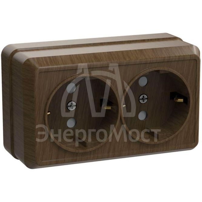 Розетка 2-м ОП Октава 16А РС22-3-ОД с заземл. дуб IEK ERO21-K04-16-DC