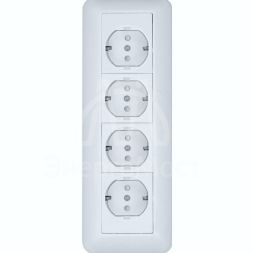 Розетка 4-м ОП Прима 16А 250В с заземл. защ. шторка монтаж. пласт. бел. (розн. упак) SchE RA16-411M-BI