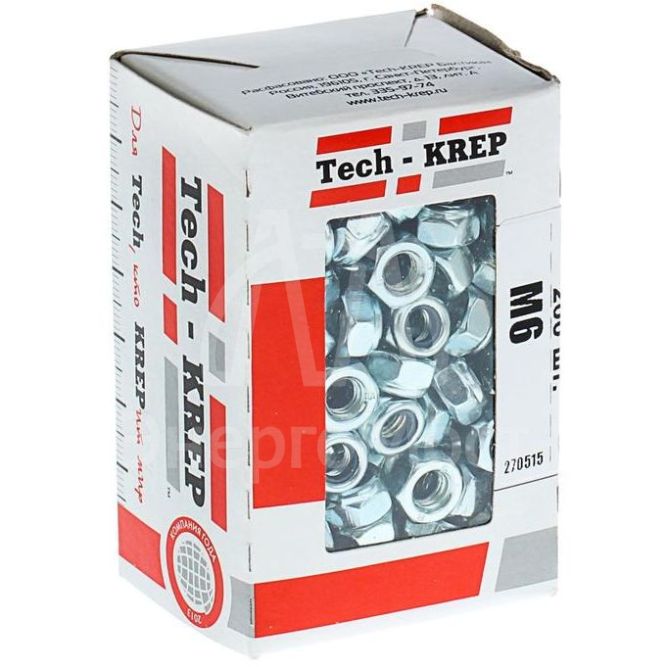 Гайка DIN985 самоконтрящаяся оцинк. М6 (уп.200шт) Tech-KREP 105253