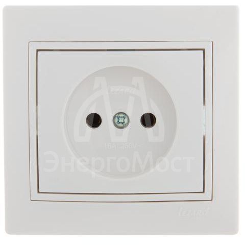 Розетка 1-м СП Мира 16А IP20 без заземл. керам. бел./бел. LEZARD 701-0202-121