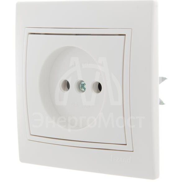 Розетка 1-м СП Мира 16А IP20 без заземл. керам. бел./бел. LEZARD 701-0202-121