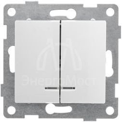 Выключатель 2-кл. СП Bravo 10А 250В с индикацией механизм бел. GUSI С10В28-001