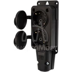 Розетка штепсельная двухместная влагозащ. с/з 16А IP54 каучук Rexant 111-112