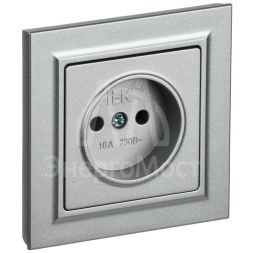 Розетка СП BRITE РСР10-1-0-БрА 10А в сборе без заземл. без защ. шторок алюм. IEK BR-R10-10-K47-F